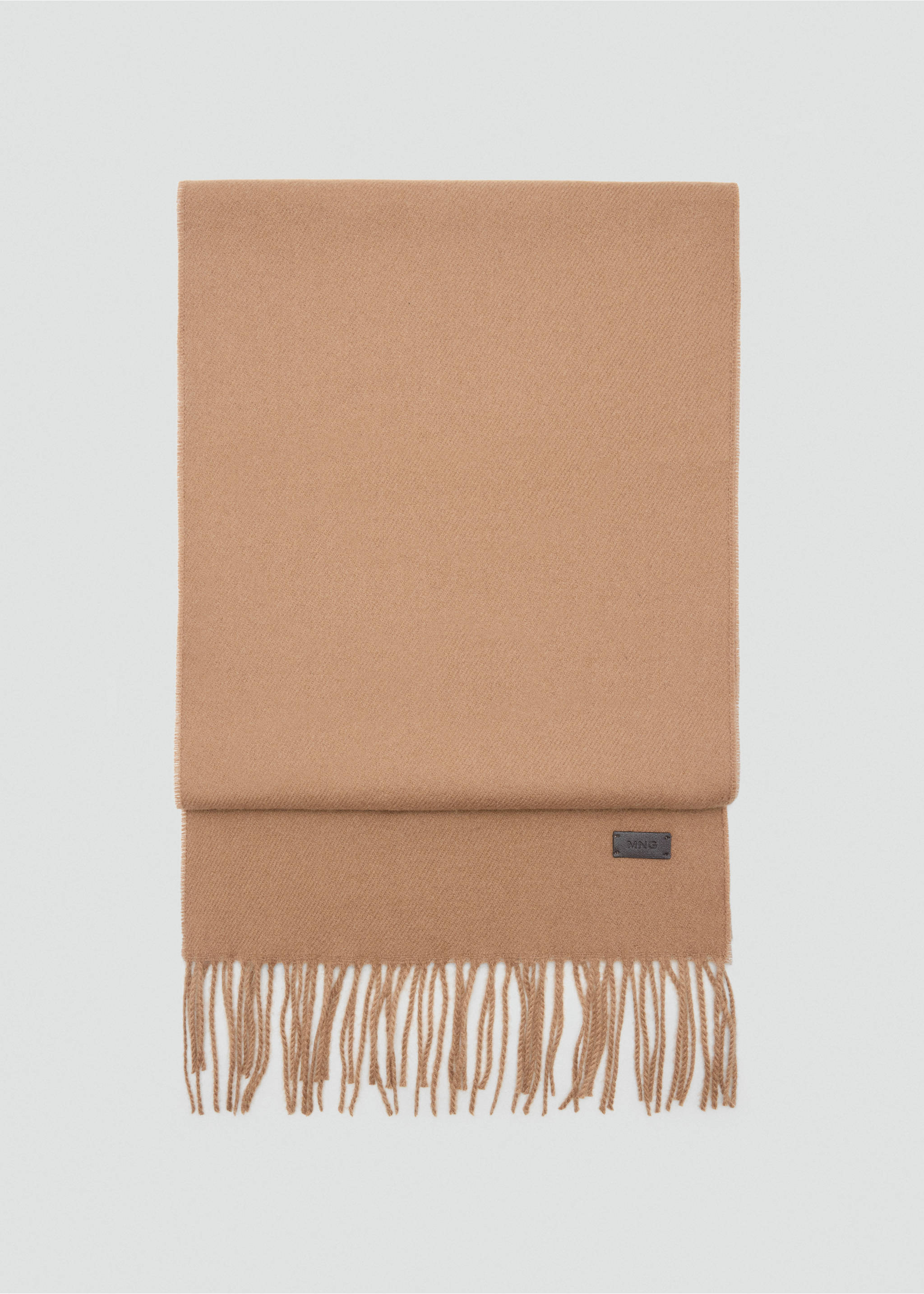 Plain fringed scarf - Article without model, Medium Brown. Ref: 37076327-00.