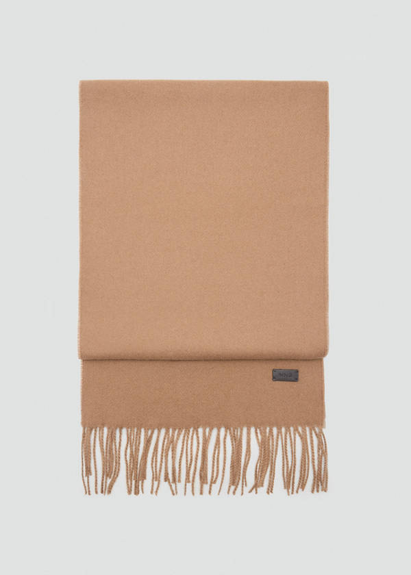 Plain fringed scarf — Medium Brown