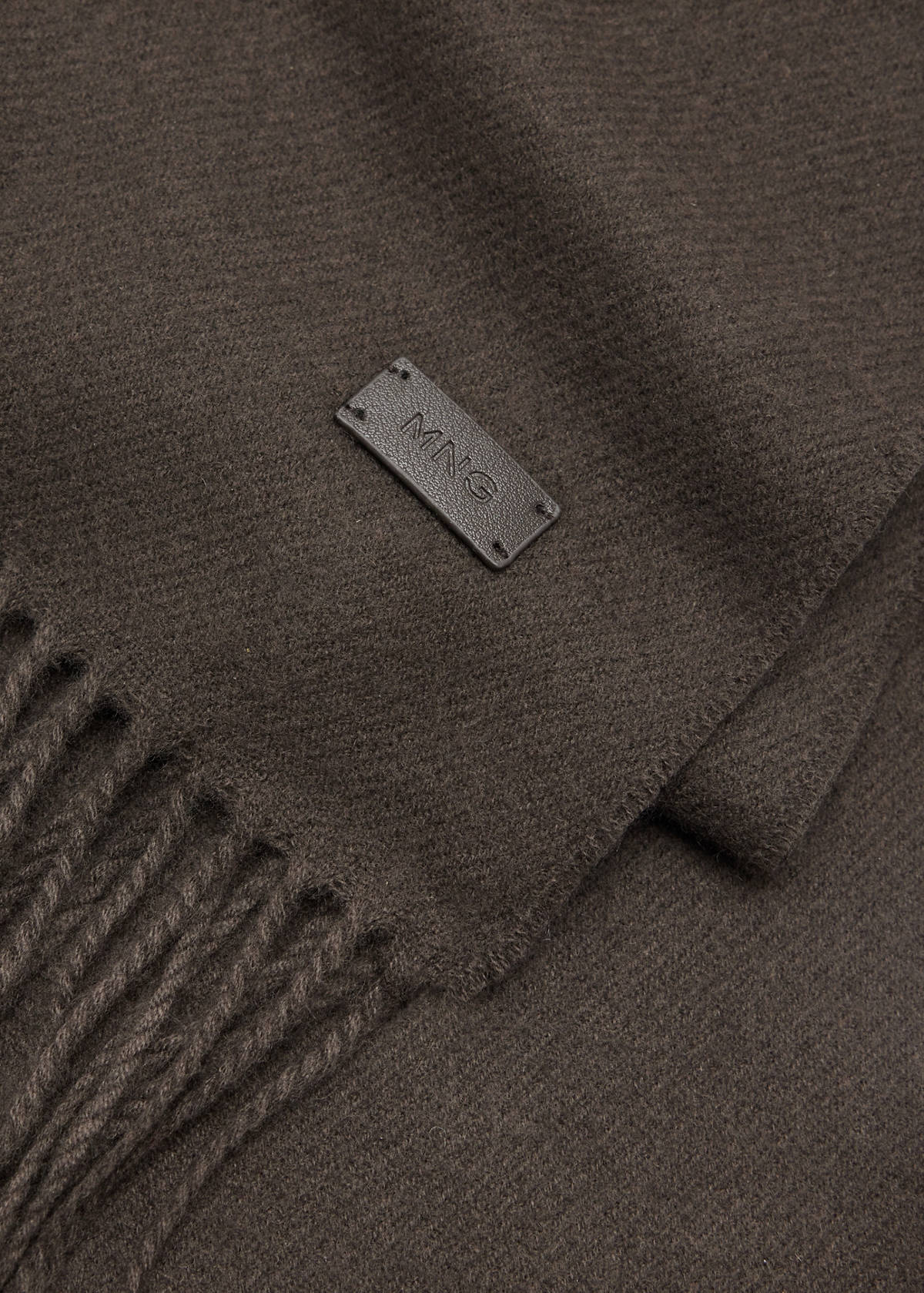 Plain fringed scarf — Chocolate
