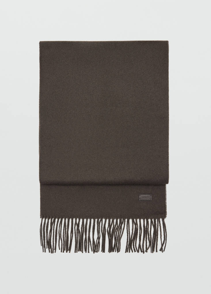 Plain fringed scarf — Chocolate