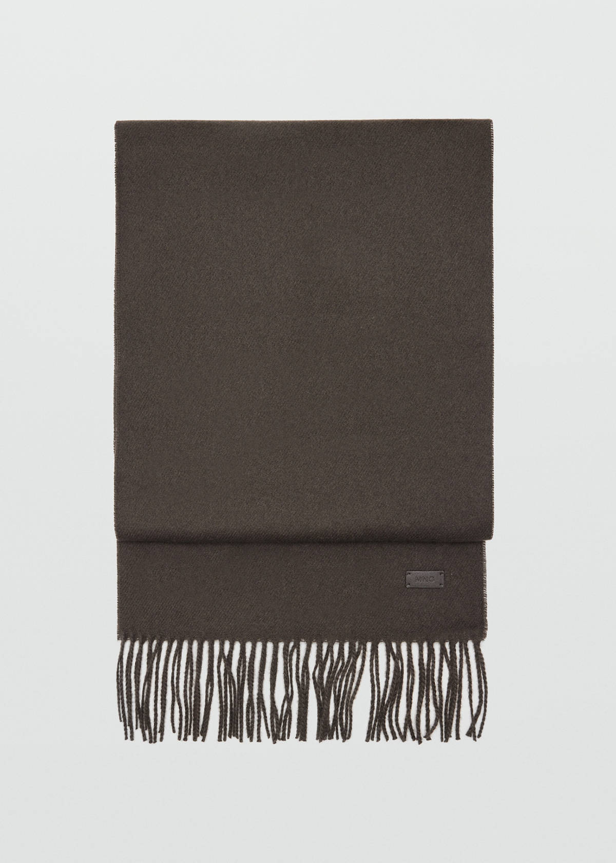 Plain fringed scarf — Chocolate