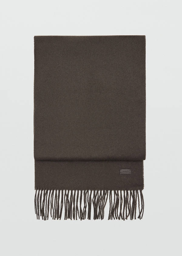 Plain fringed scarf — Chocolate