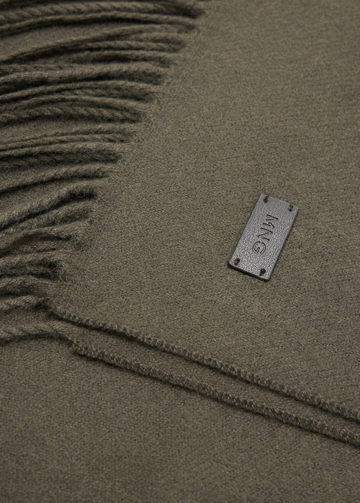 Plain fringed scarf — Khaki
