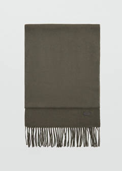 Plain fringed scarf — Khaki 1