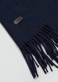 Plain fringed scarf — Navy 3