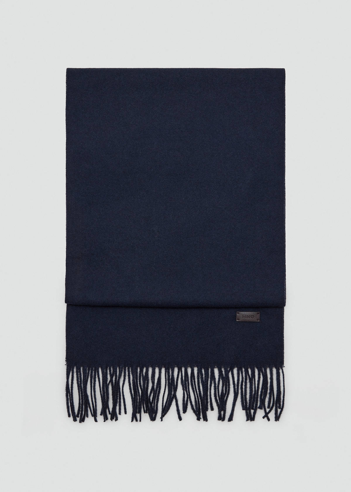 Plain fringed scarf — Navy