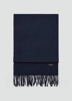 Plain fringed scarf — Navy 1