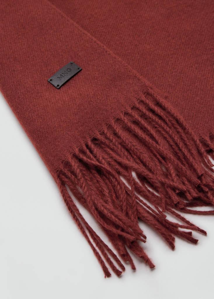 Plain fringed scarf — Russet