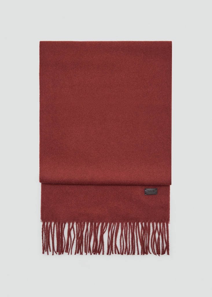 Plain fringed scarf — Russet