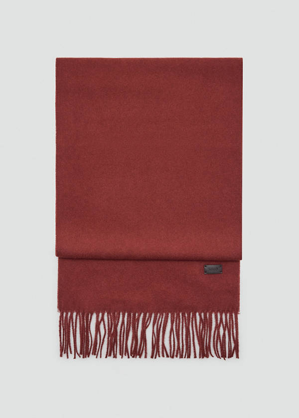 Plain fringed scarf — Russet