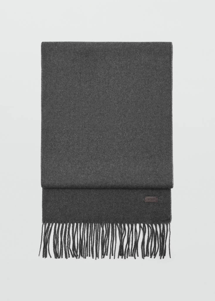 Plain fringed scarf — Grey