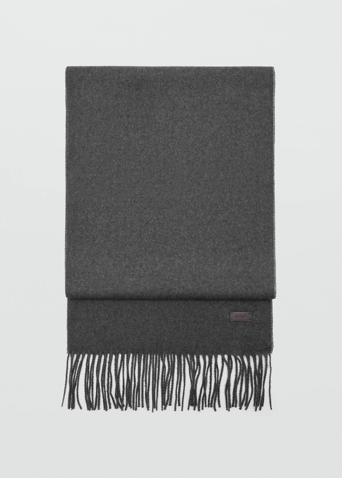 Plain fringed scarf — Grey