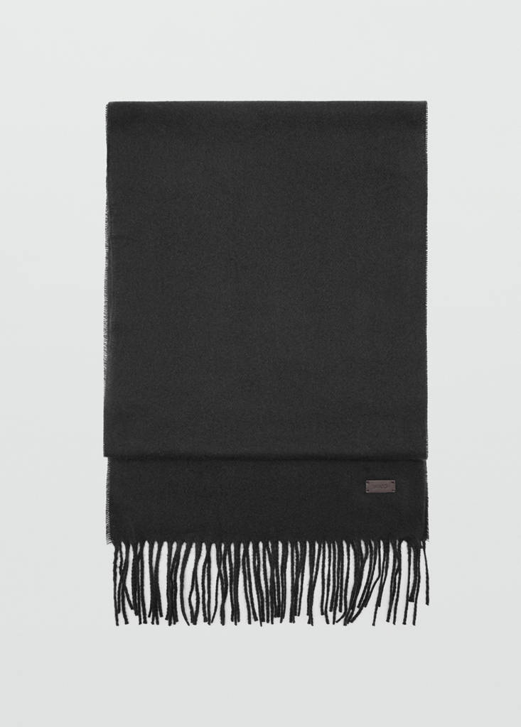 Plain fringed scarf — Black
