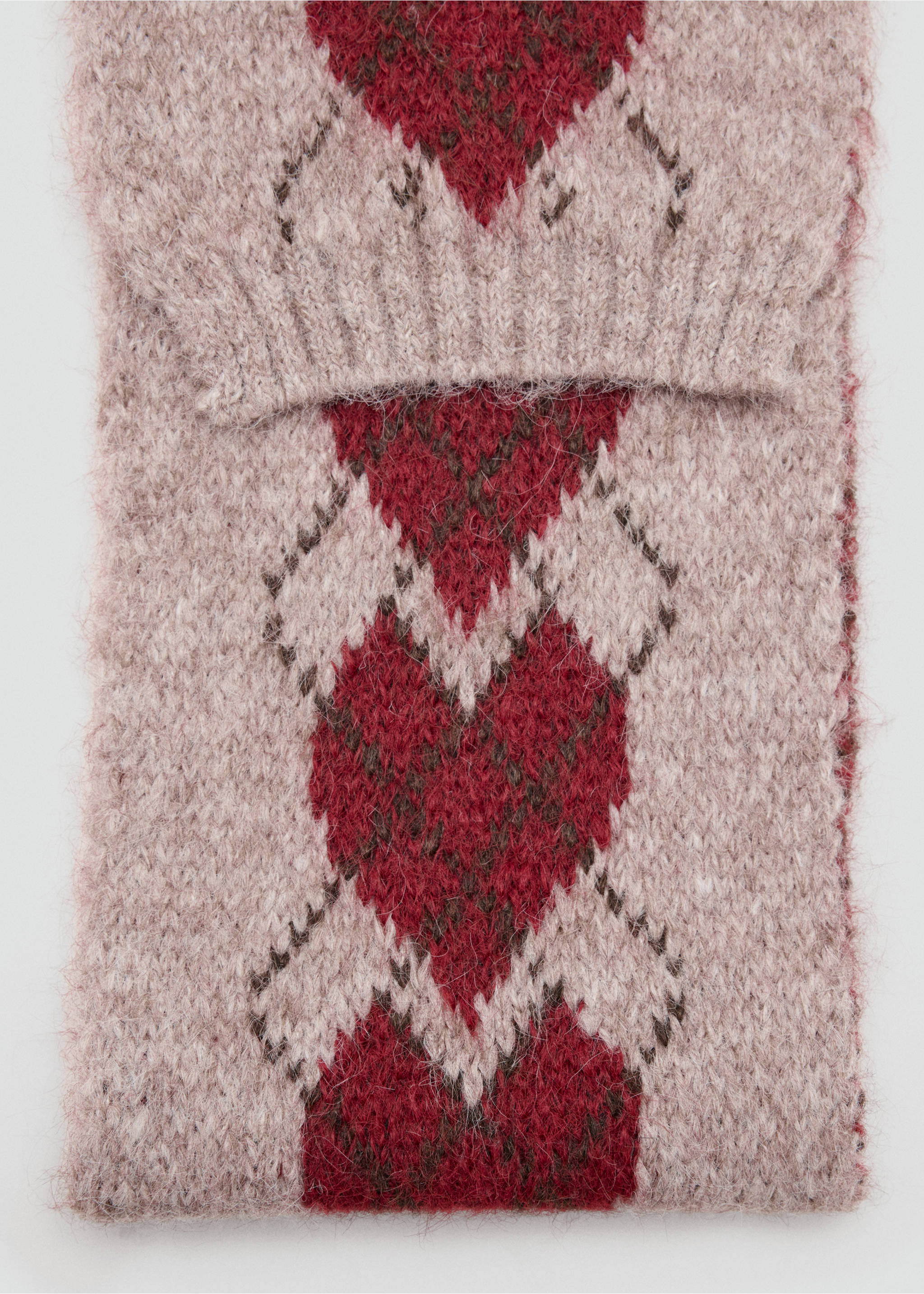 Heart-patterned knitted scarf - Medium plane, Sand. Ref: 37076334-00.