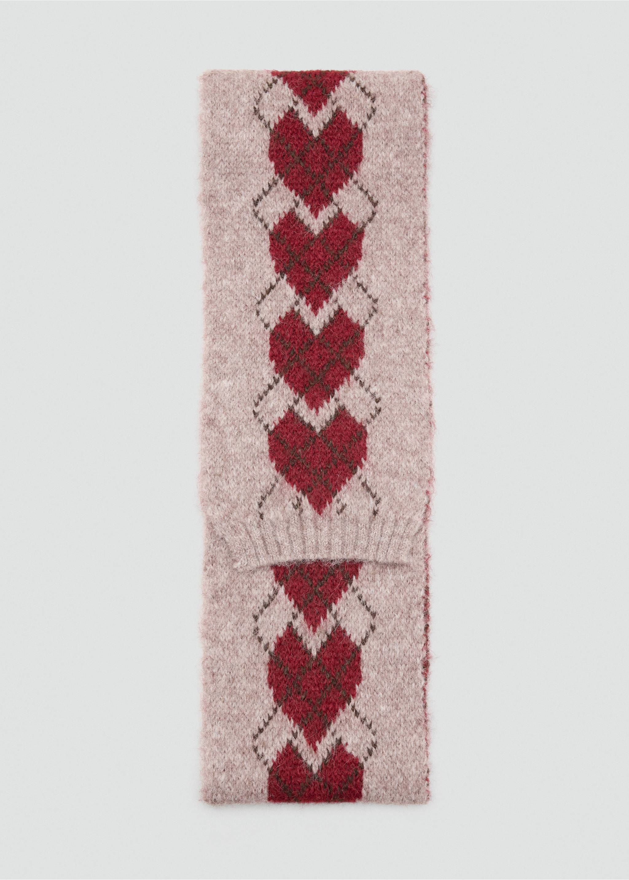 Heart-patterned knitted scarf - Article without model, Sand. Ref: 37076334-00.