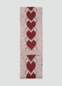 Heart-pattern knit scarf — Sand 1