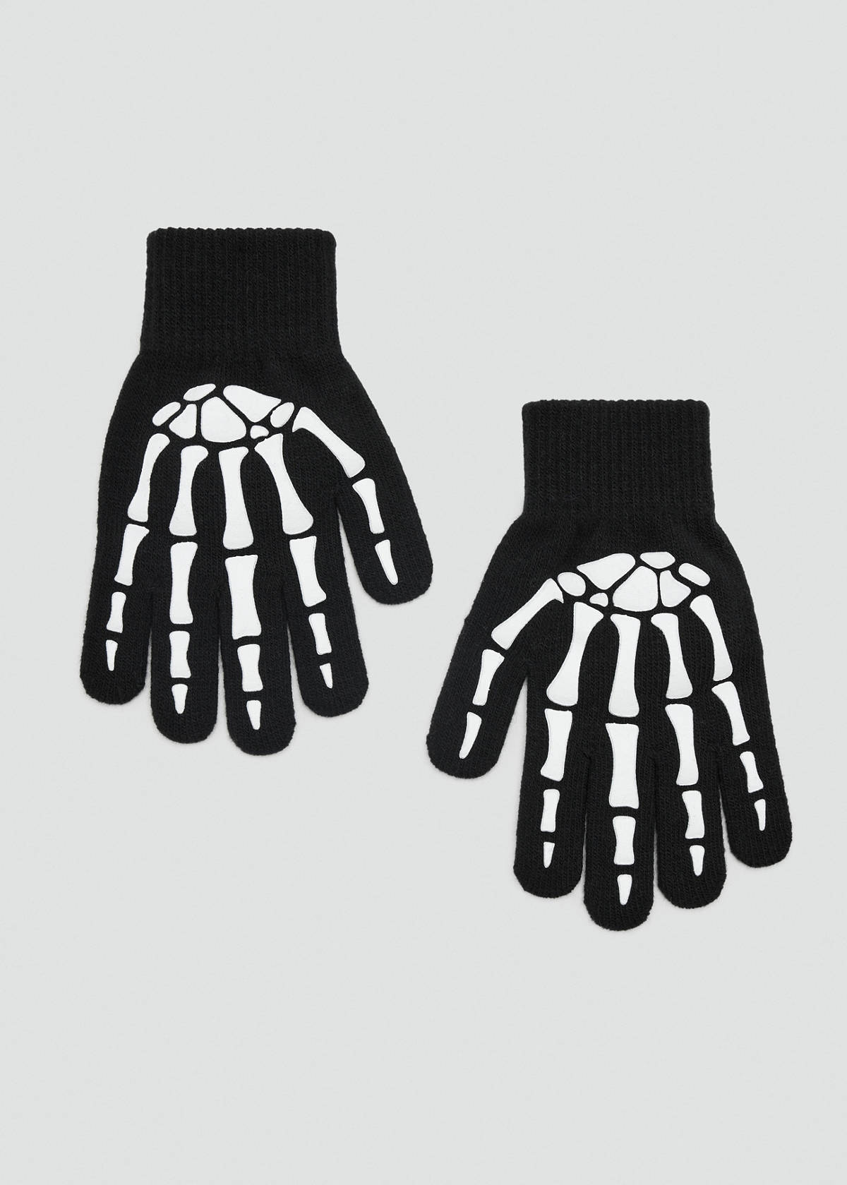 Skeleton knit gloves — Black