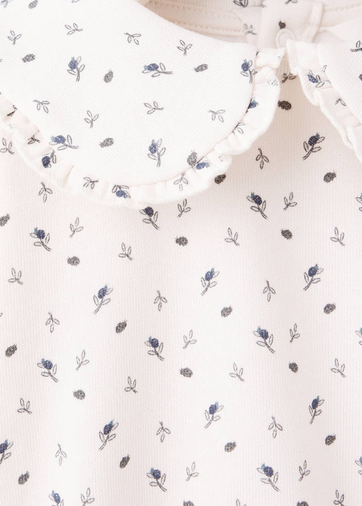 Floral sweatshirt with baby collar — Ecru