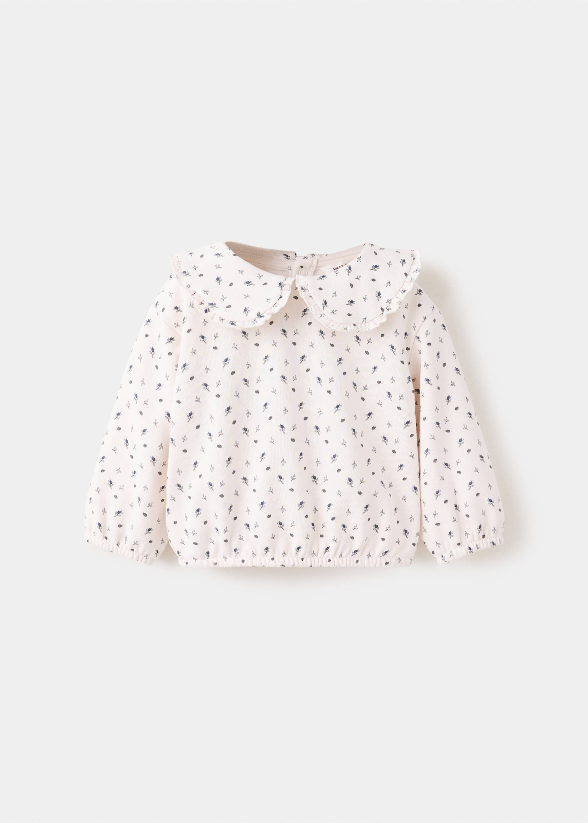 Floral sweatshirt with baby collar - Article without model, Ecru. Ref: 37076337-00.