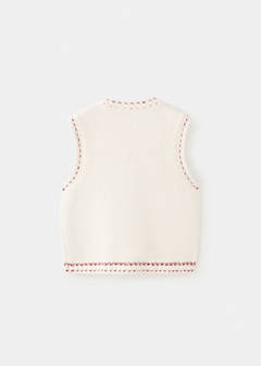 Knitted waistcoat with topstitching detail — Ecru 5