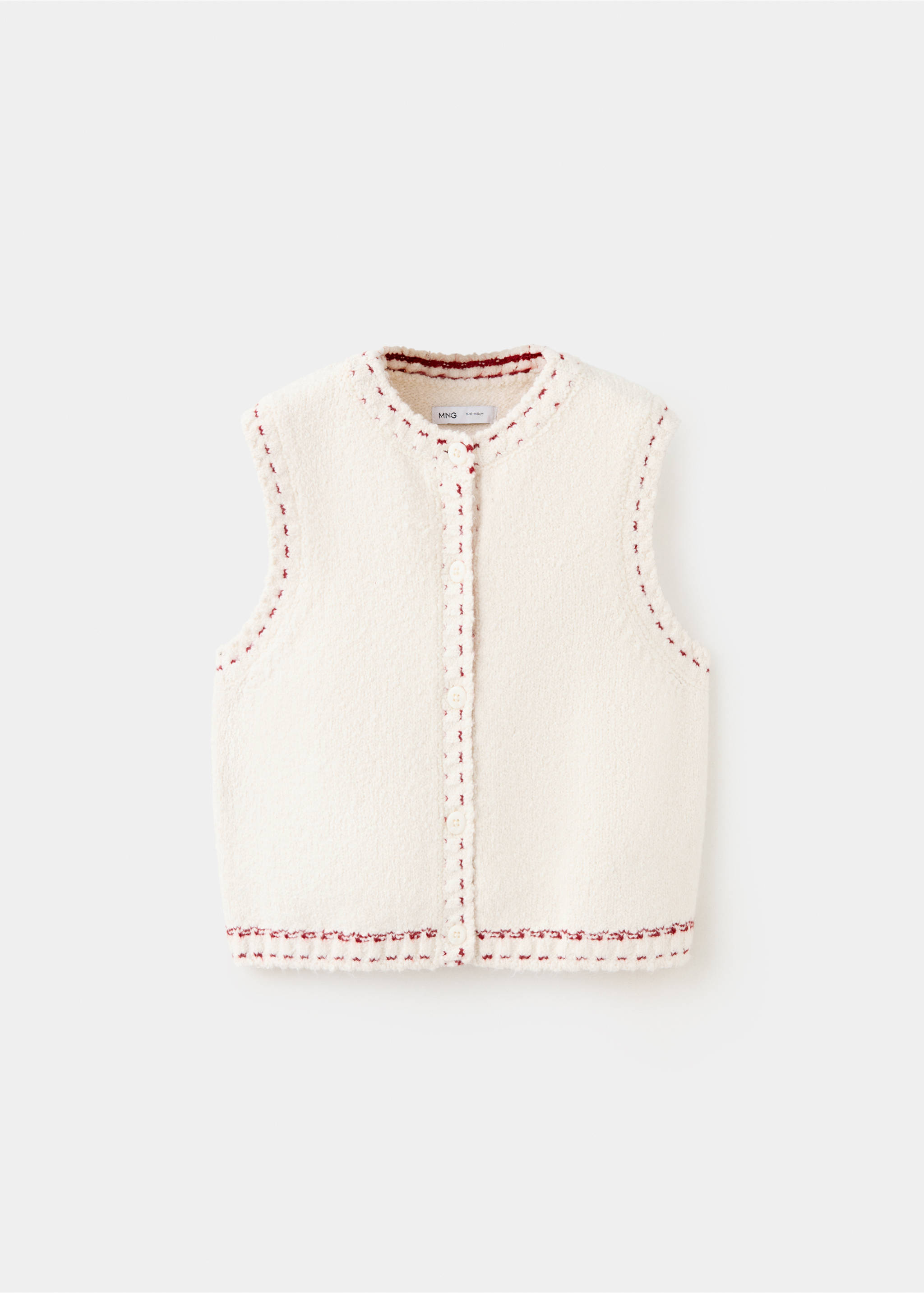 Gilet maille avec surpiqûre - Article sans modèle, Écru. Ref: 37076338-00.