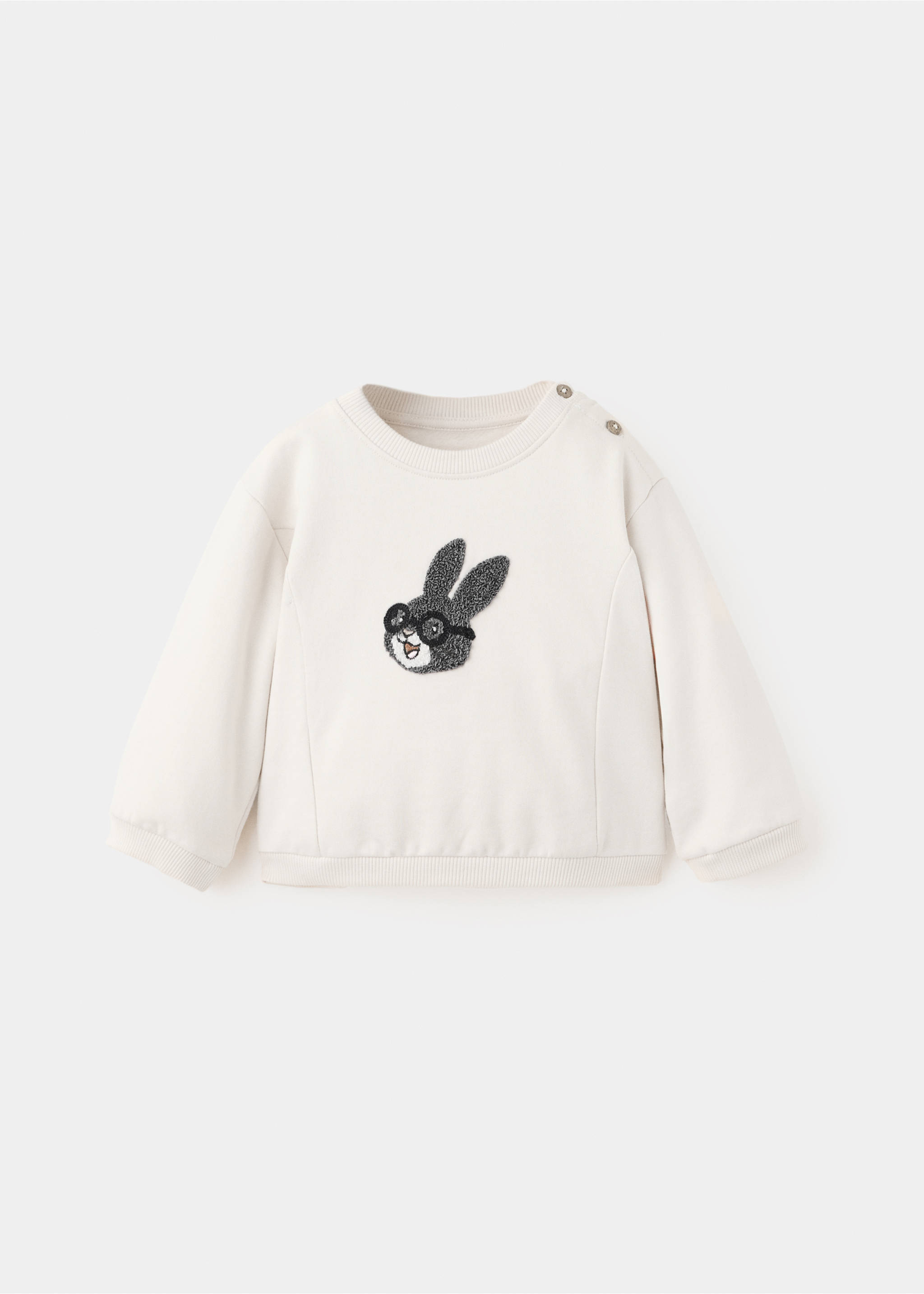 Cotton sweatshirt with textured print - Article without model, Ecru. Ref: 37076339-00.