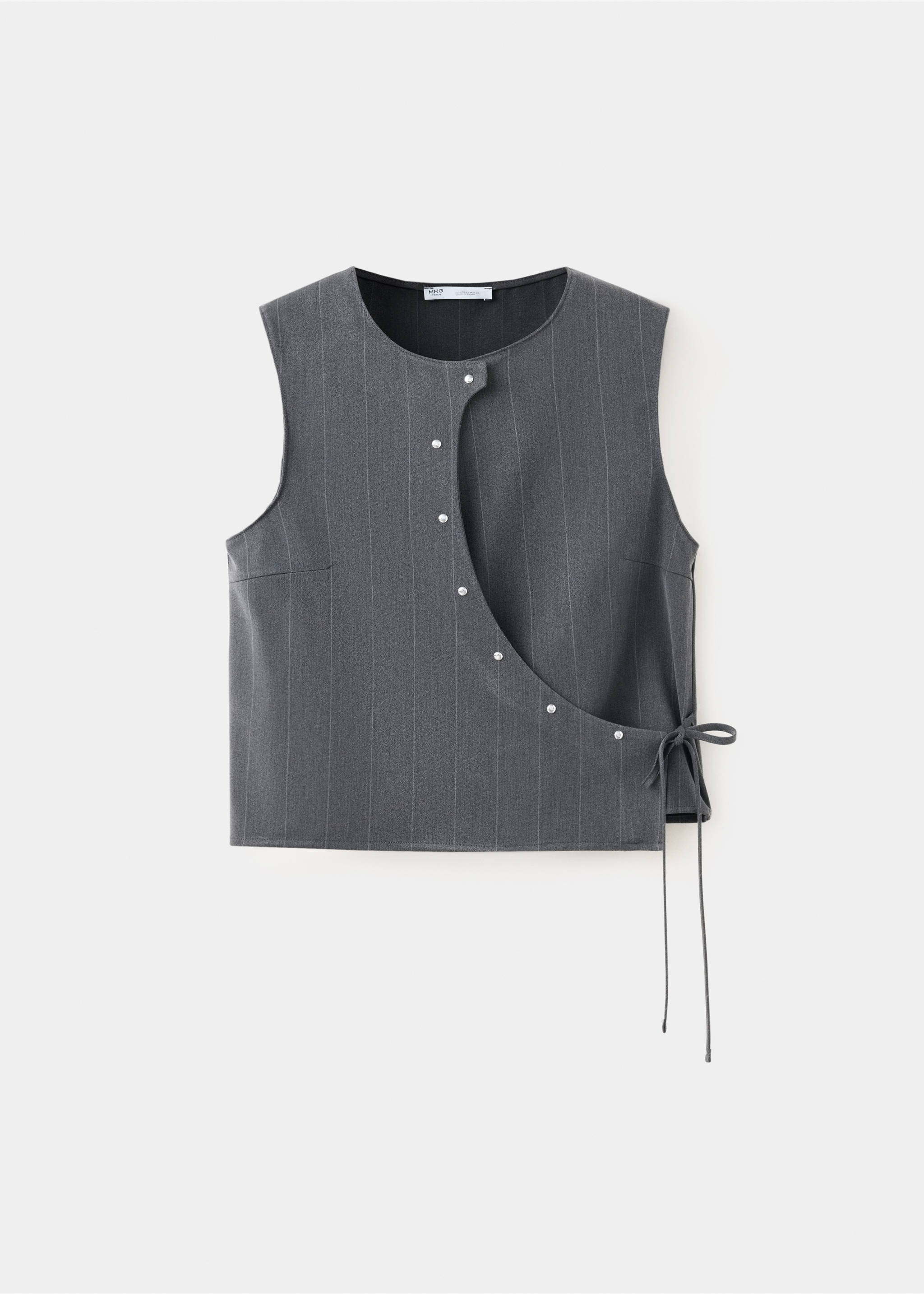 Pinstripe waistcoat with button detail - Article without model, Grey. Ref: 37076341-00.
