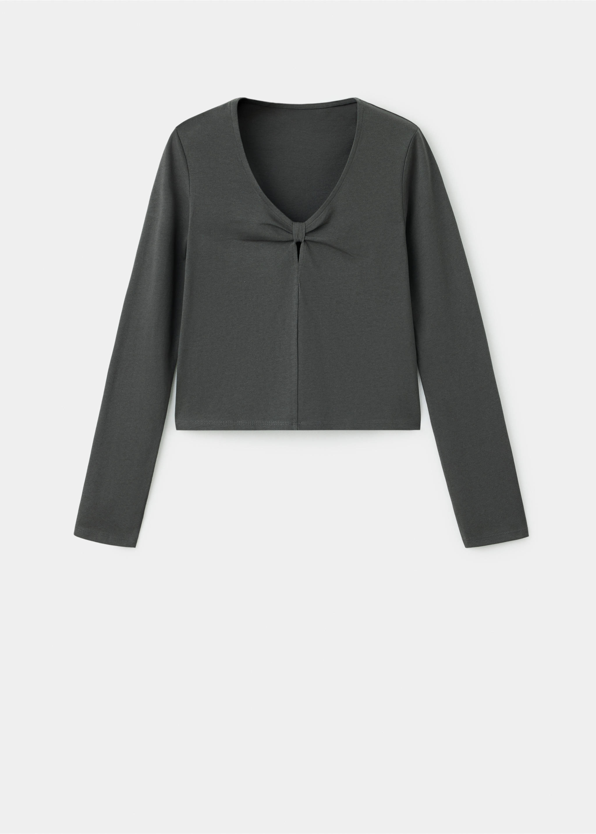 Cotton t-shirt with knot detail - Article without model, Charcoal. Ref: 37076345-00.