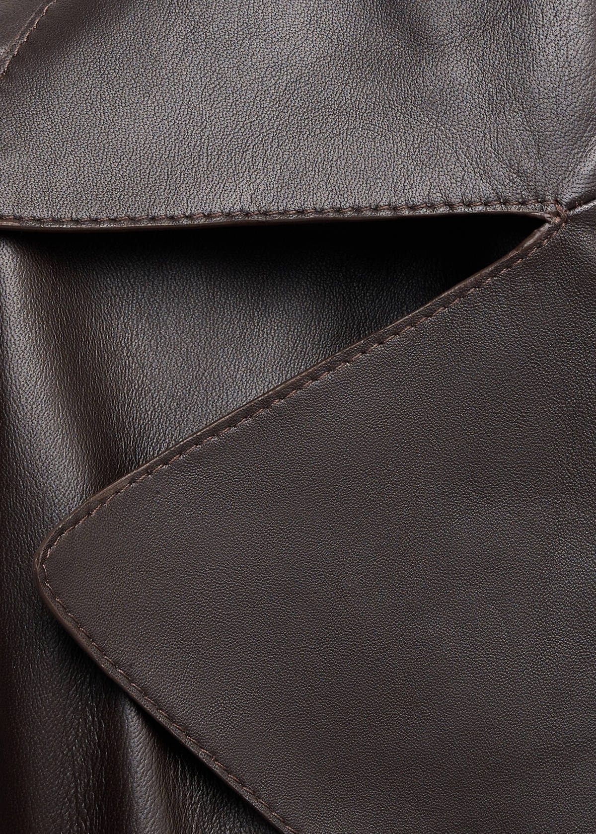 Crop leather trench coat with belt — Chocolate