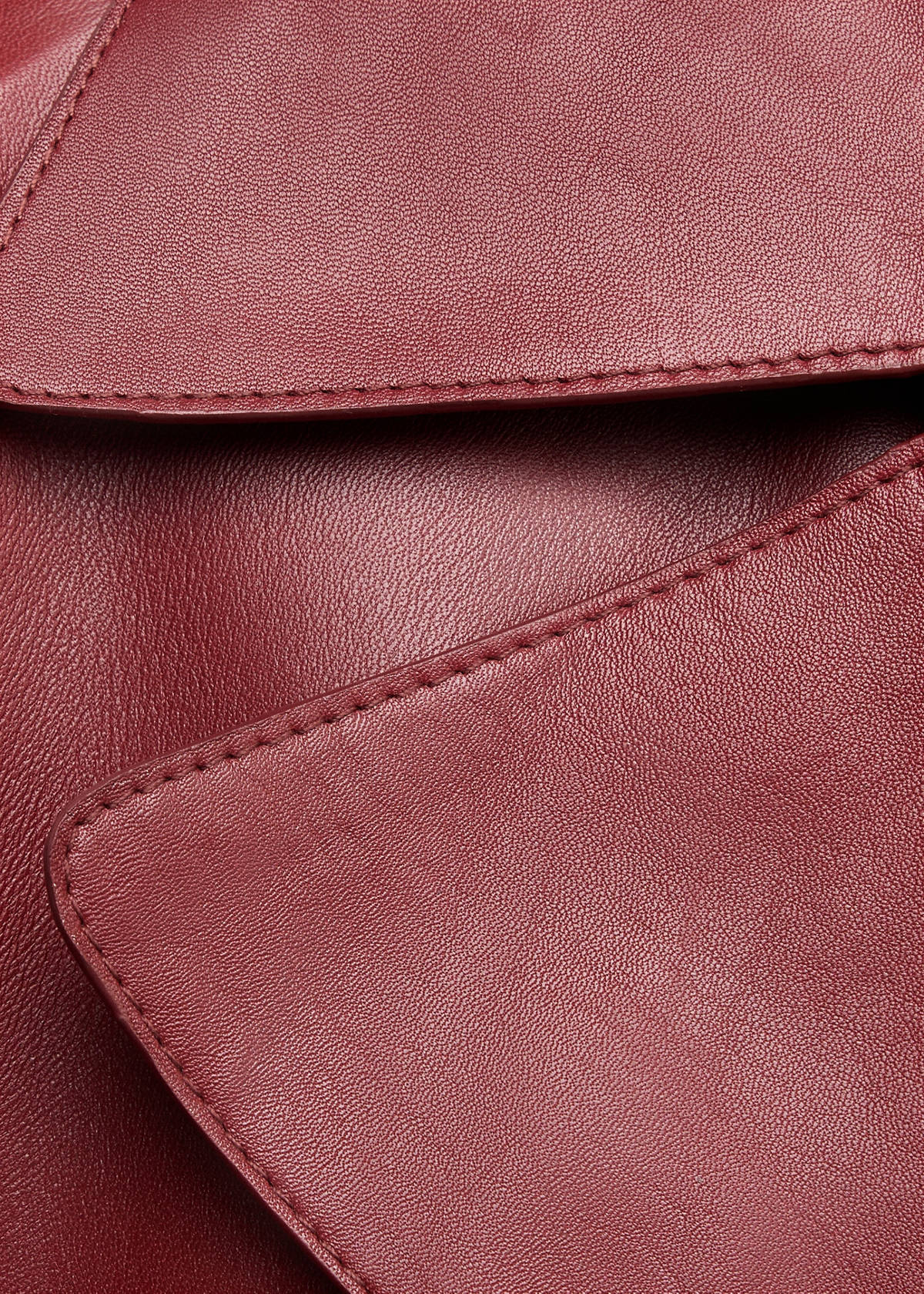 Crop leather trench coat with belt — Wine