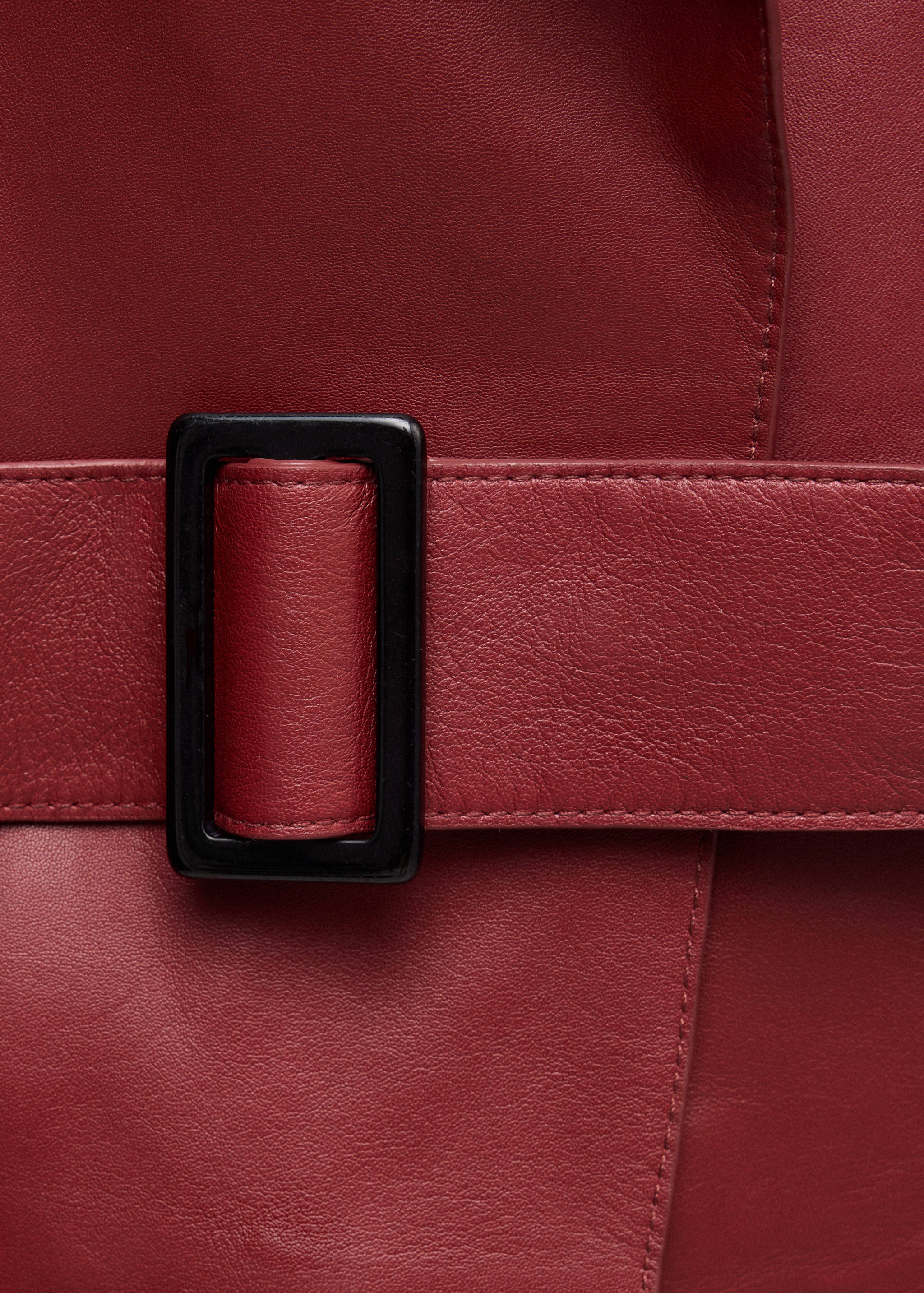 Cropped leather trench coat with belt - Details of the article 0