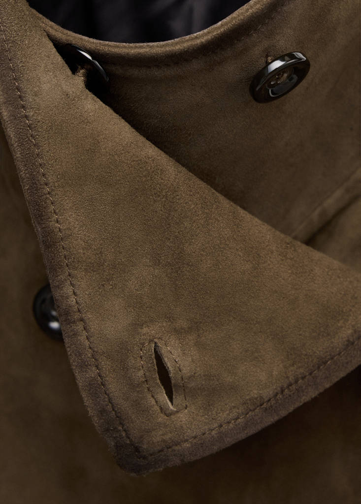 Suede jacket with belt — Khaki