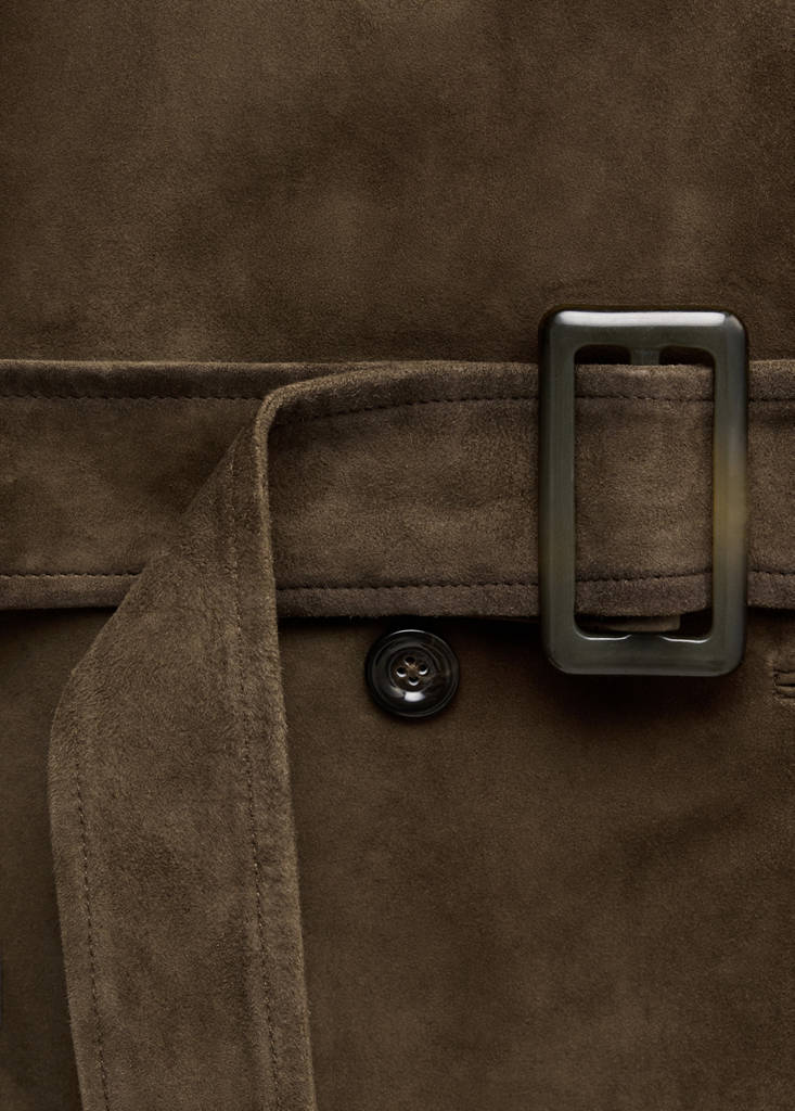 Suede jacket with belt — Khaki