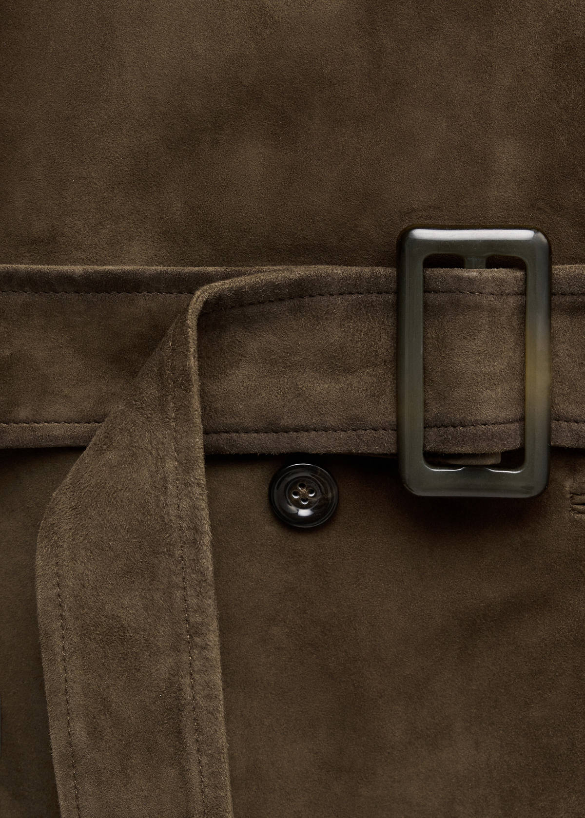 Suede jacket with belt — Khaki