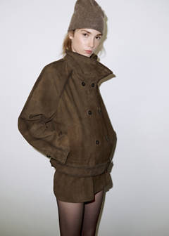 Suede jacket with belt — Khaki 8