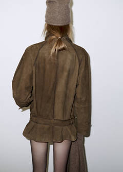 Suede jacket with belt — Khaki 10