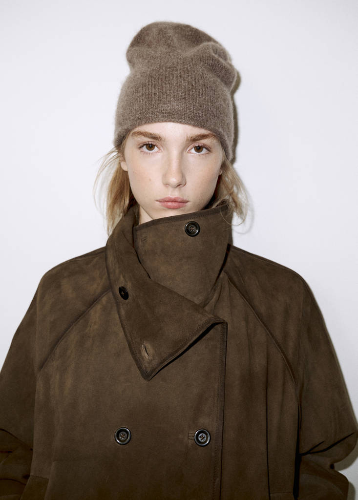 Suede jacket with belt — Khaki