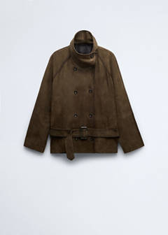Suede jacket with belt — Khaki 5