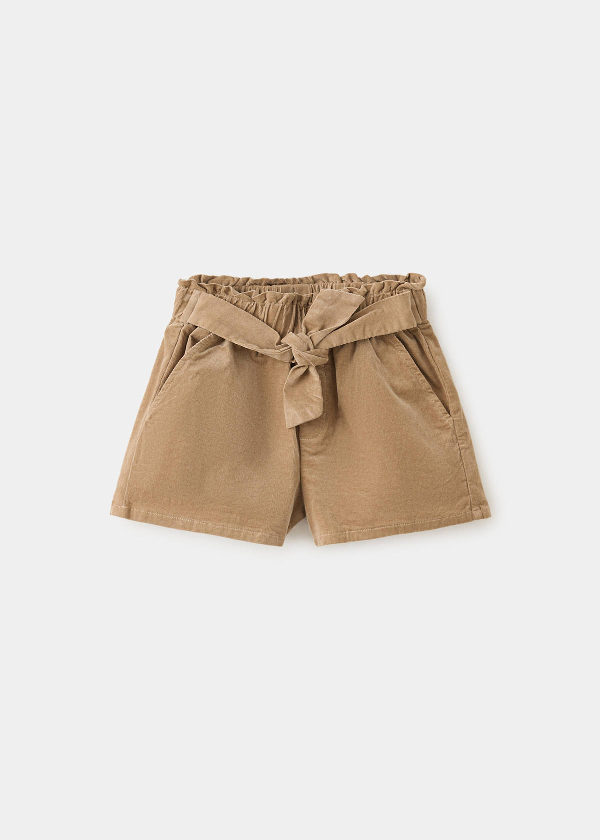 Corduroy shorts with a tie waist — Medium Brown