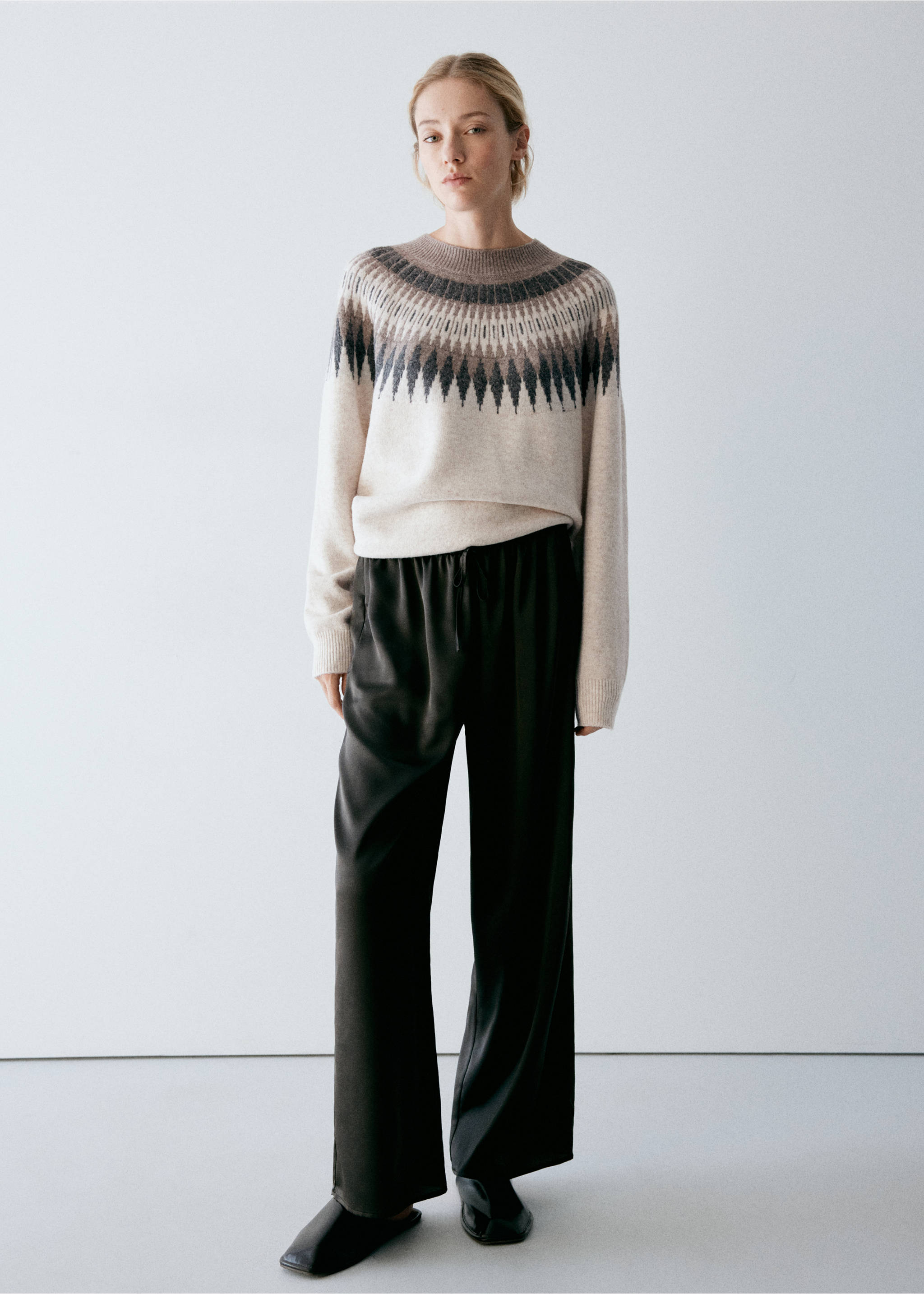 Jersey pyjama knit round neck - General plane, Medium Brown. Ref: 37076353-00.