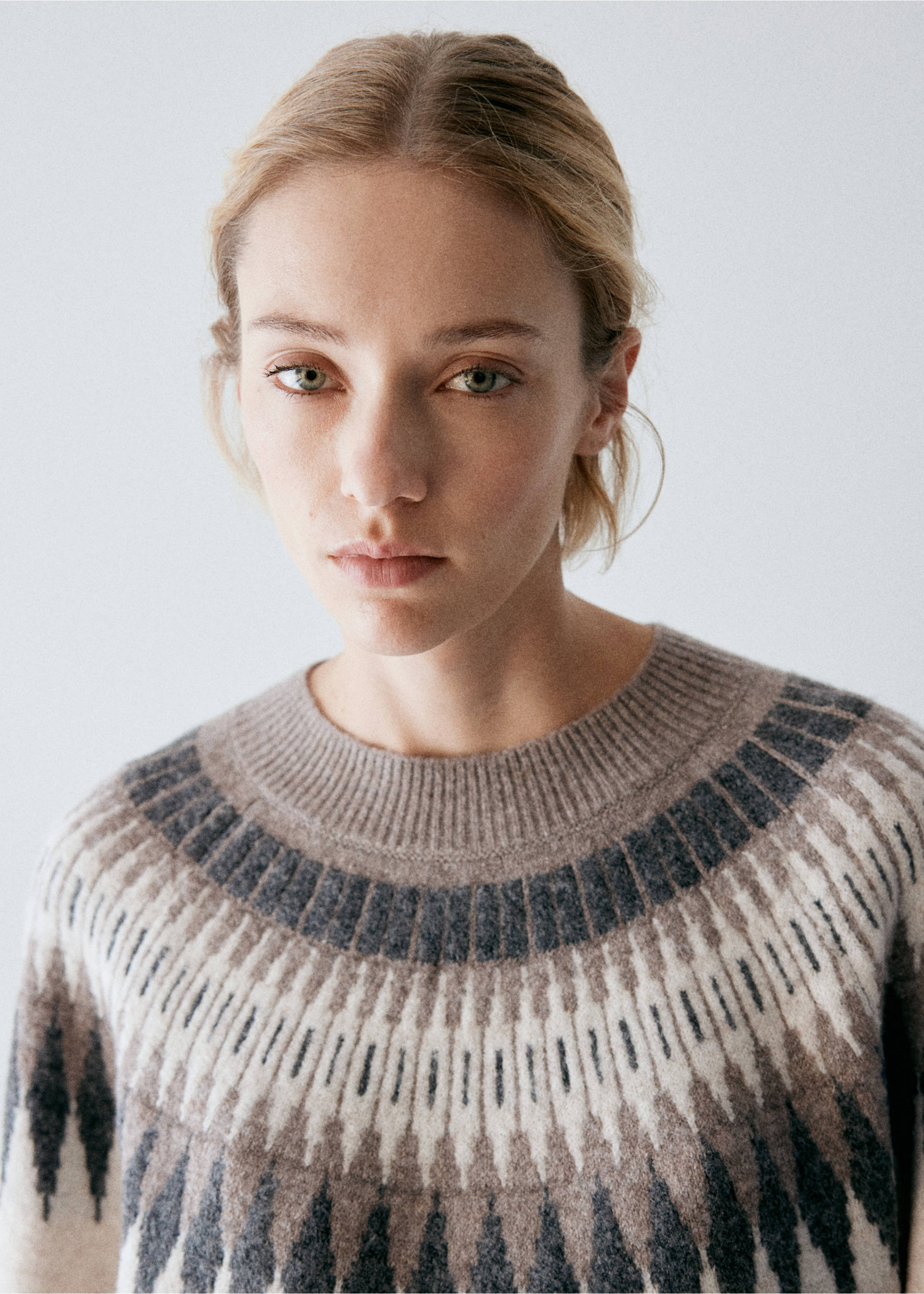 Jersey pyjama knit round neck - Details of the article 1, Medium Brown. Ref: 37076353-00.