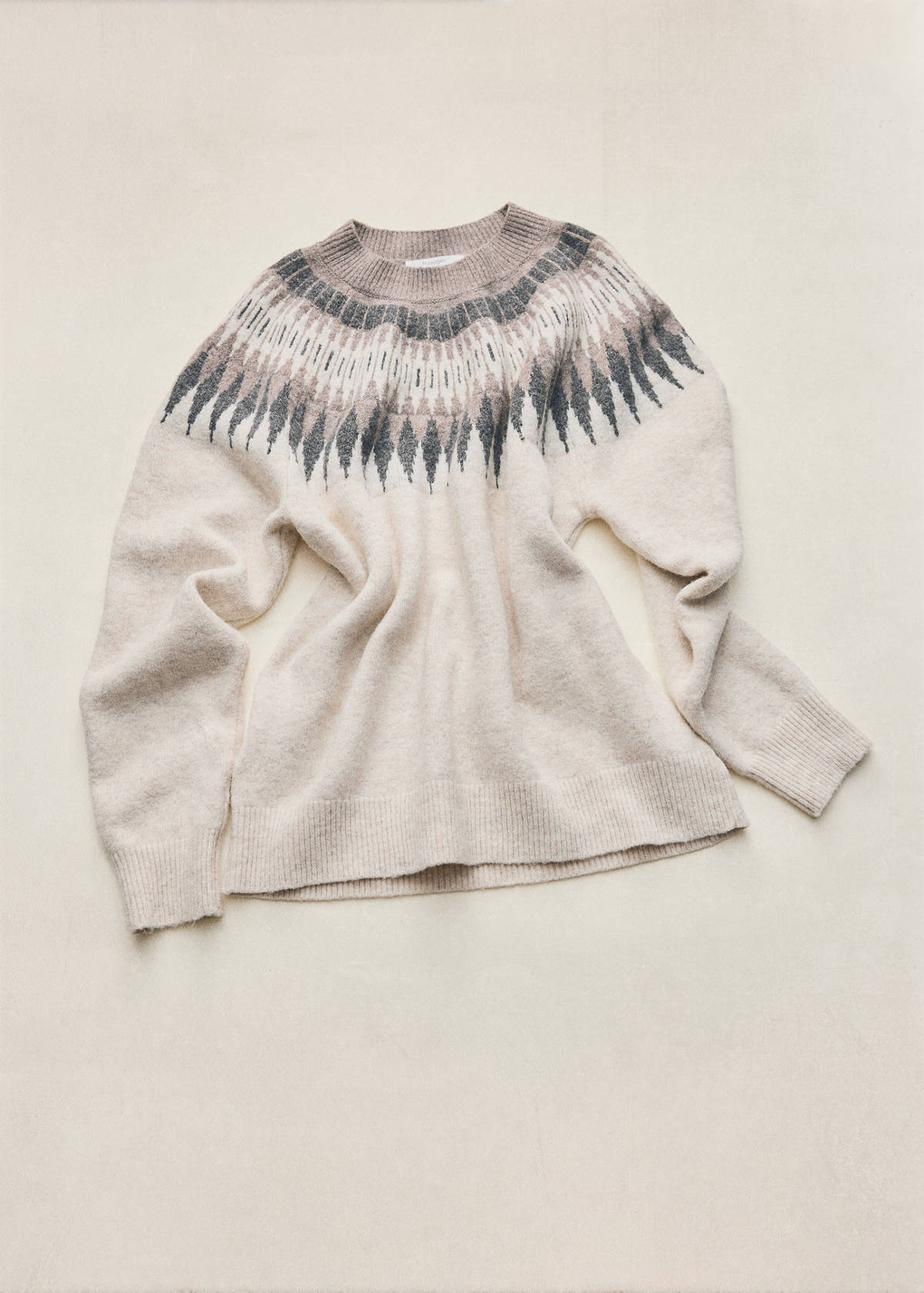 Jacquard crew-neck sweater — Medium Brown