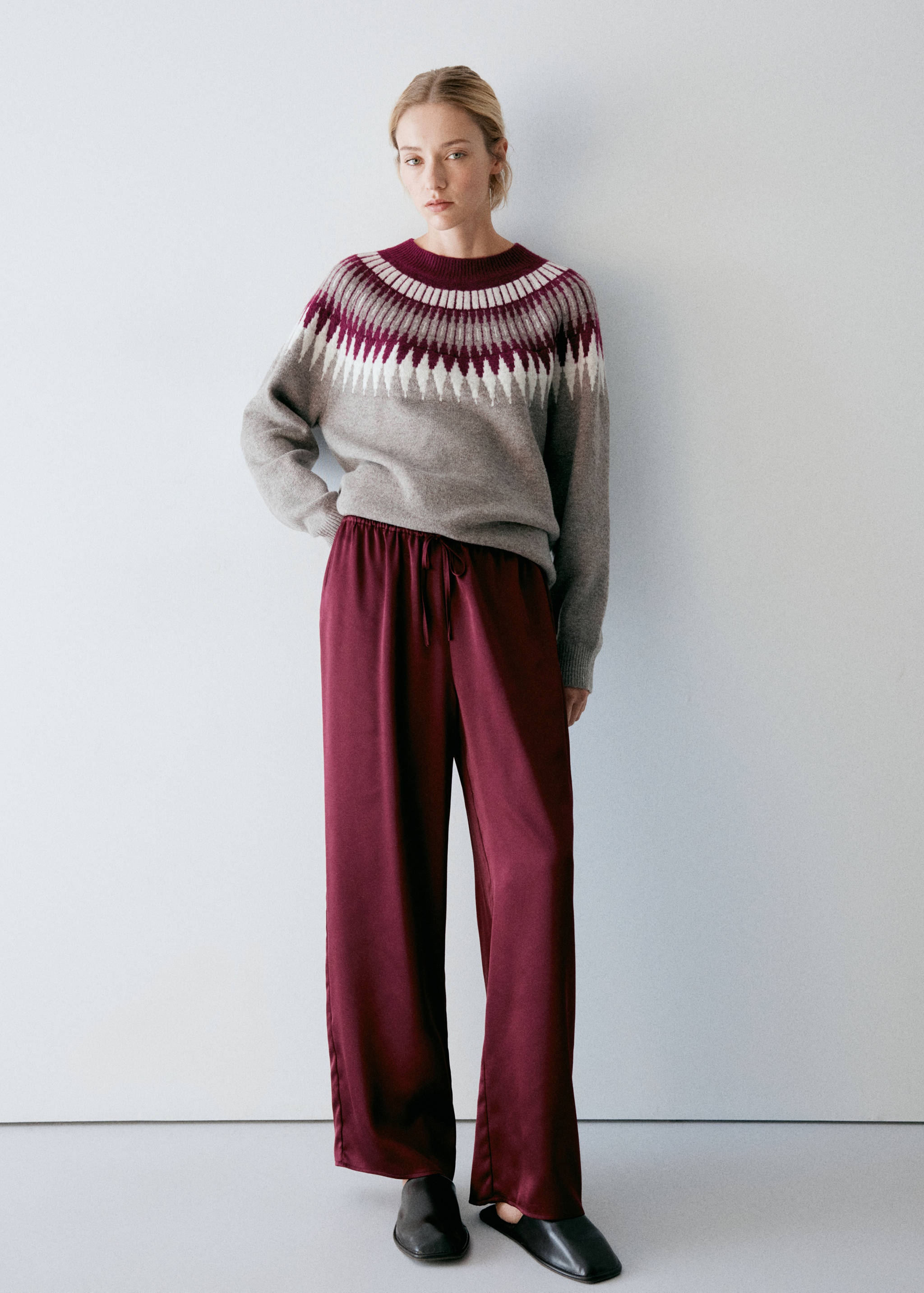 Jersey pyjama knit round neck - General plane