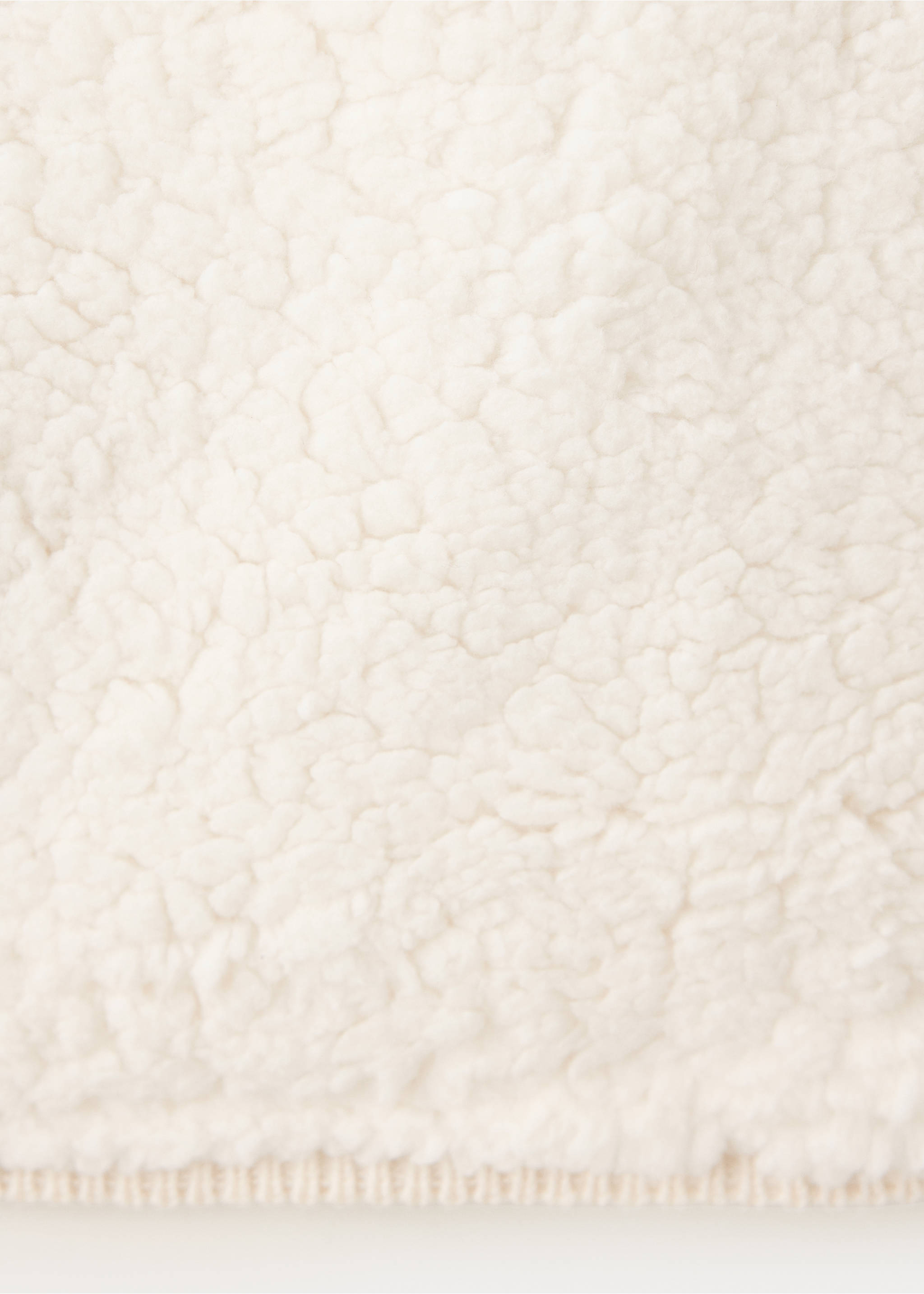 Close-up of a cream kids cardigan featuring soft faux-shearling texture., Sand. Ref: 37076354-00.