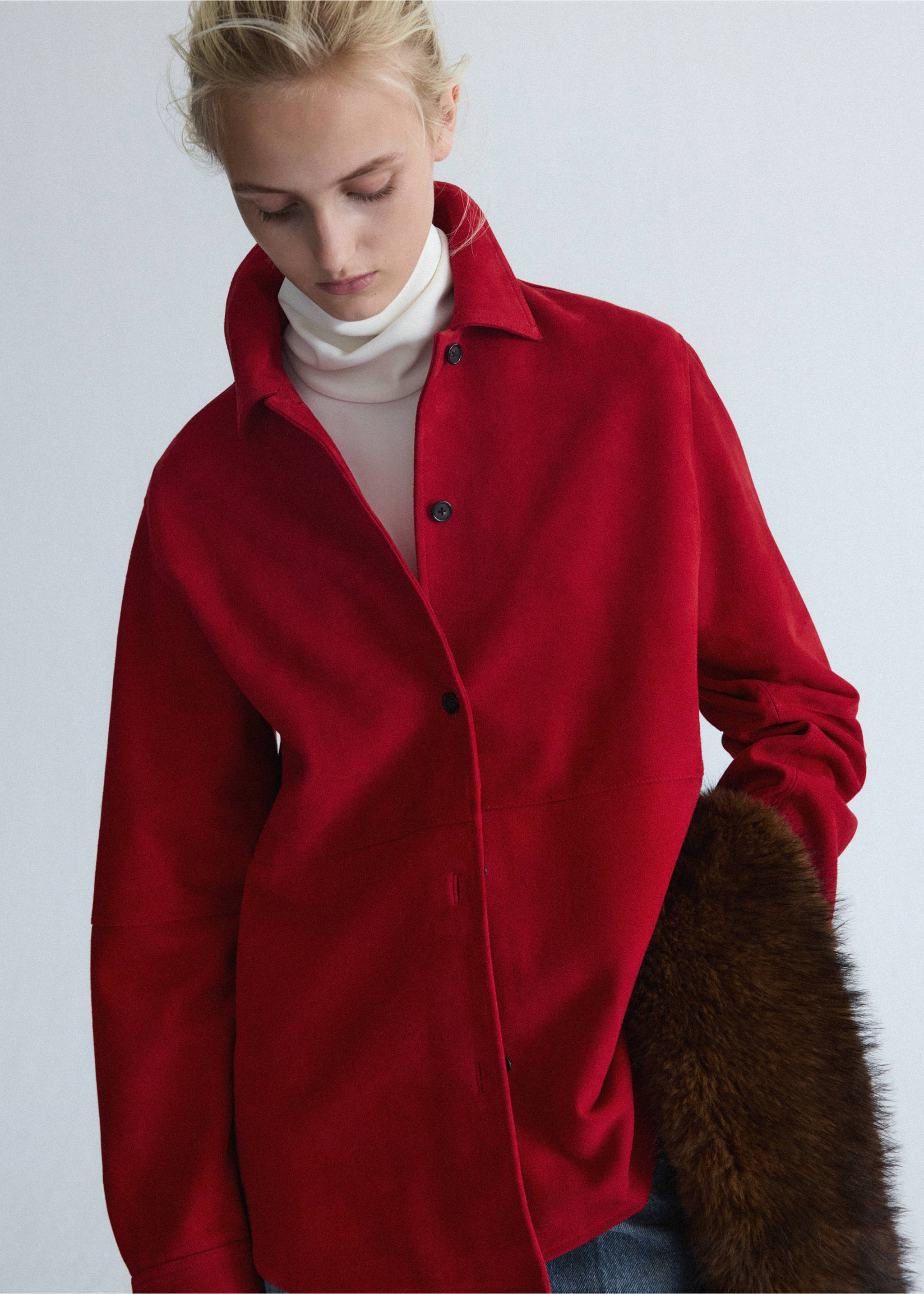 Oversized suede shirt - Medium plane, Red. Ref: 37076356-01.