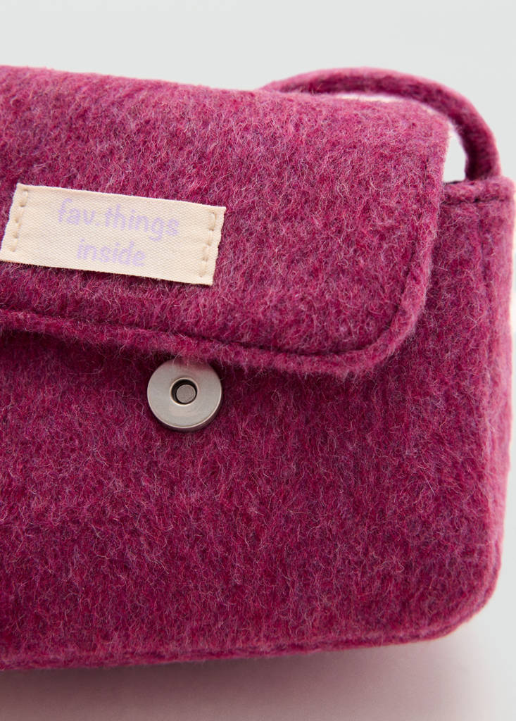 Faux fur crossbody bag with hanging teddy charm — Purple