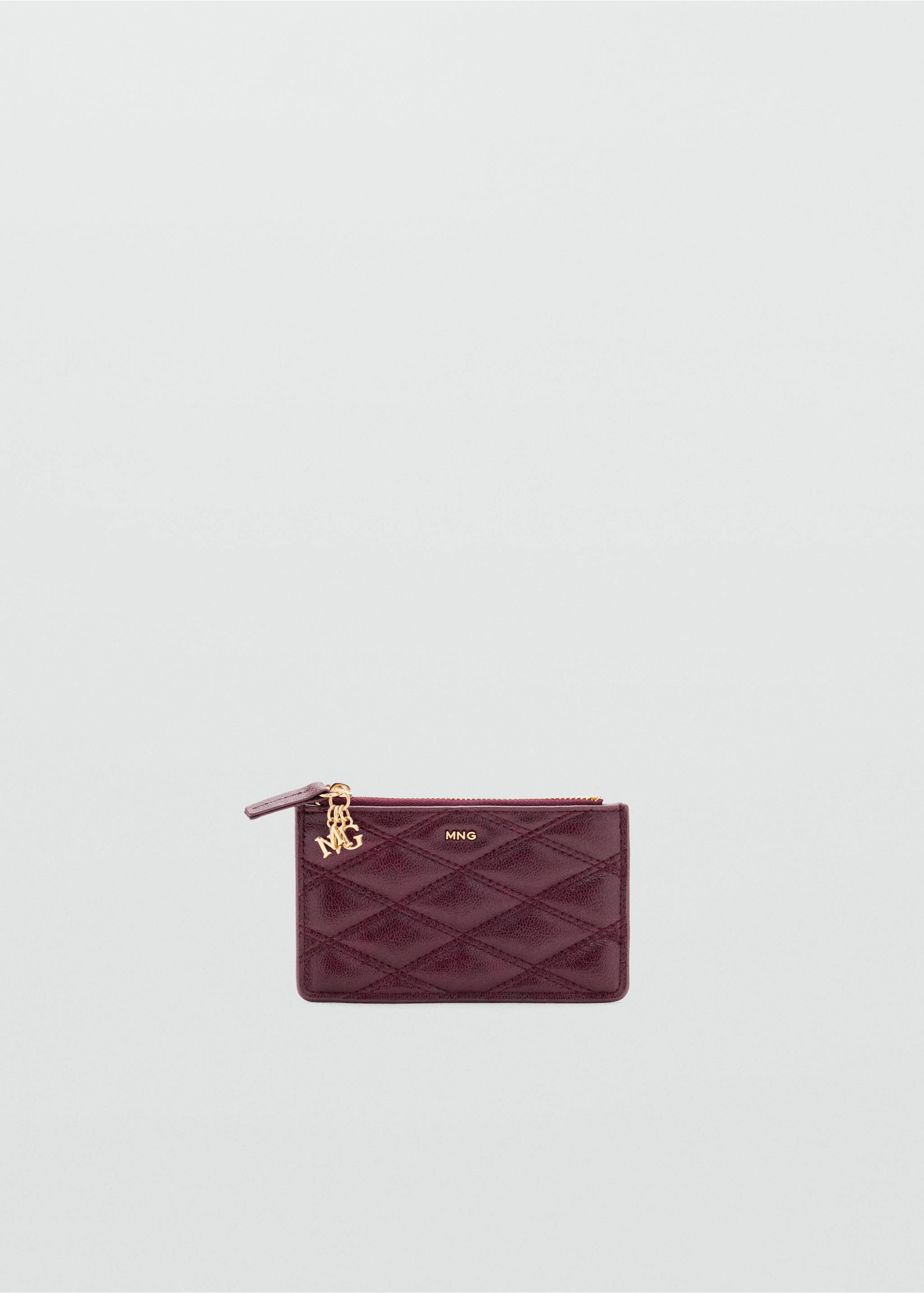 Quilted leather-effect coin purse with metal charm - Article without model, Cherry. Ref: 37076365-00.