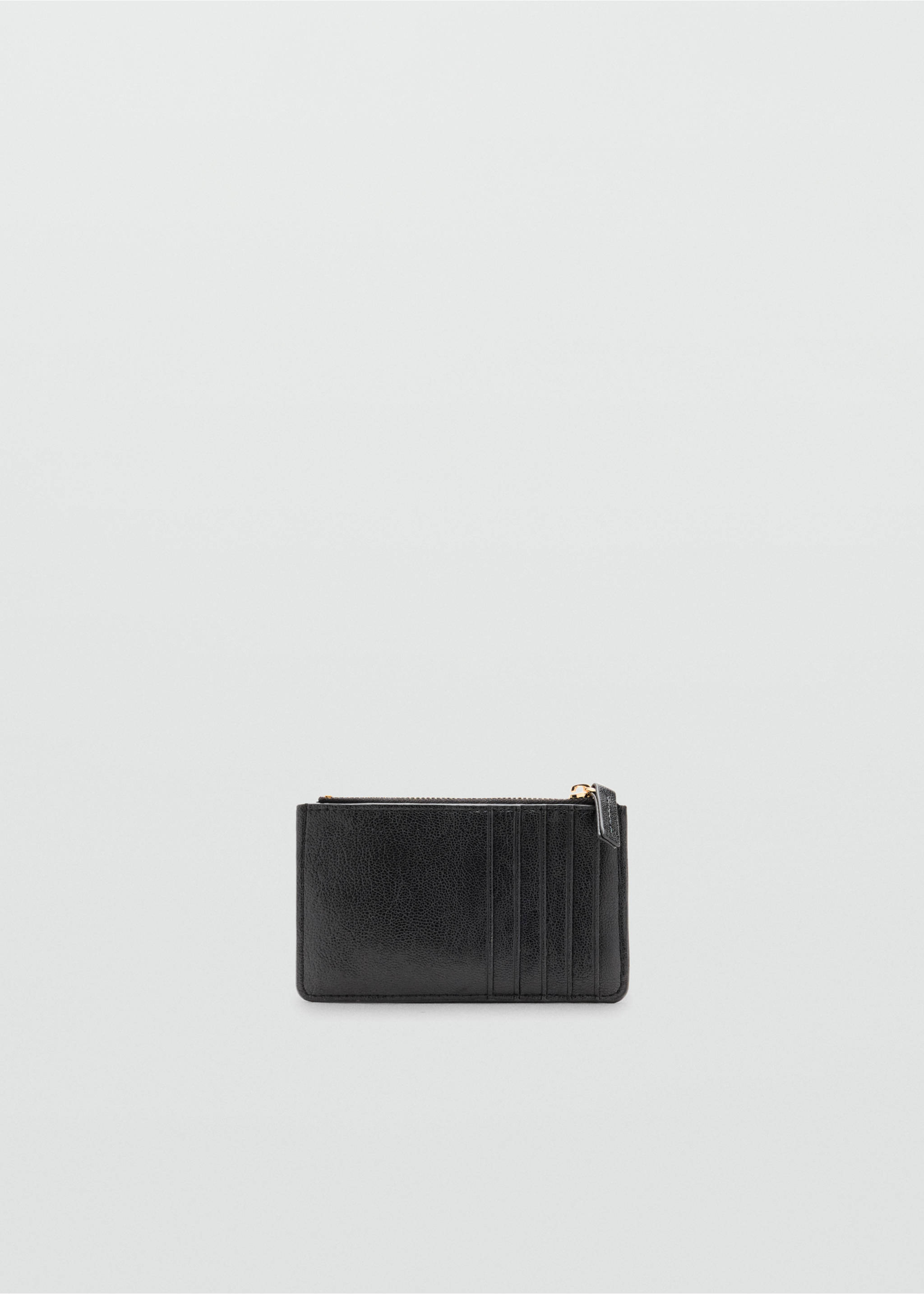 Quilted leather-effect coin purse with metal charm - Details of the article 1, Black. Ref: 37076365-00.
