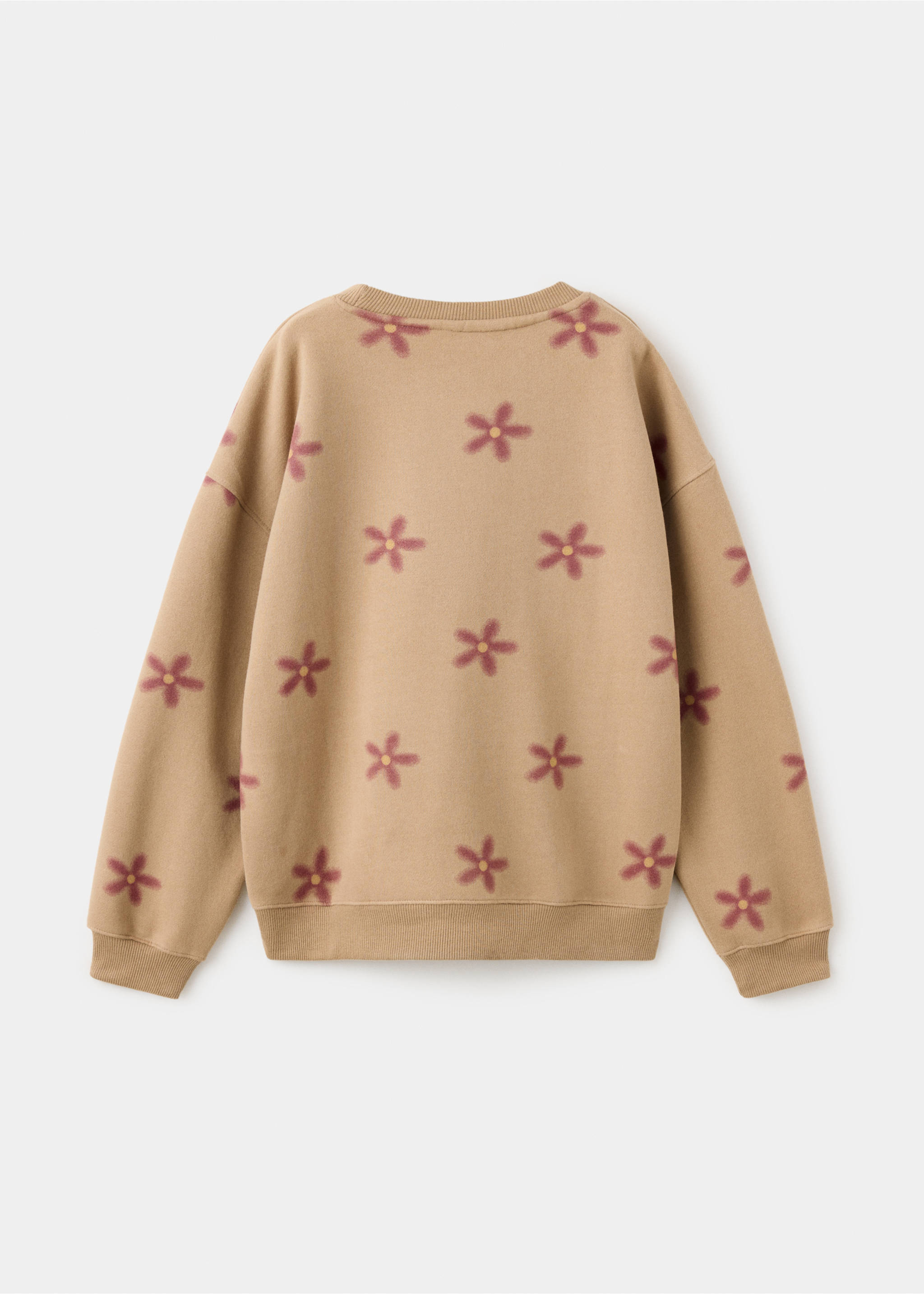 Sweatshirt with floral print detail - Reverse of the article, Brown. Ref: 37076367-00.