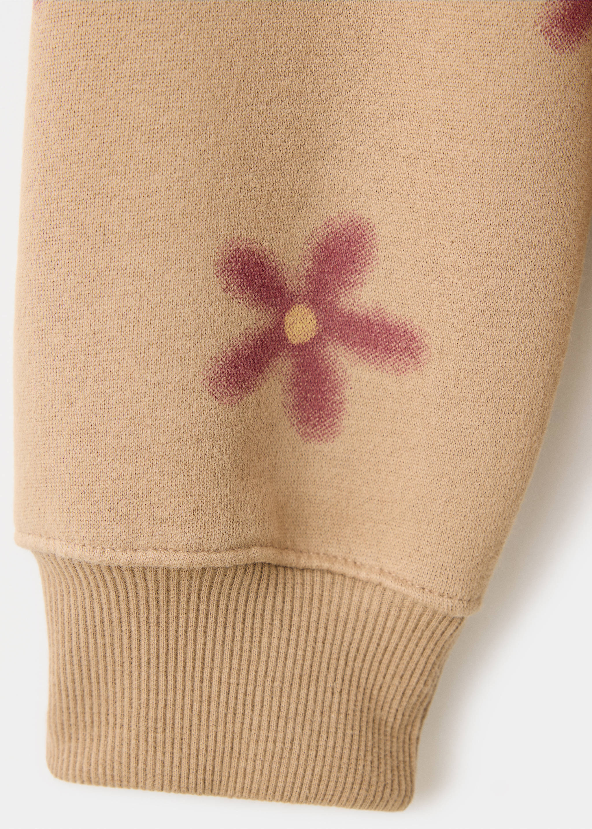 Sweatshirt with floral print detail - Details of the article 0, Brown. Ref: 37076367-00.